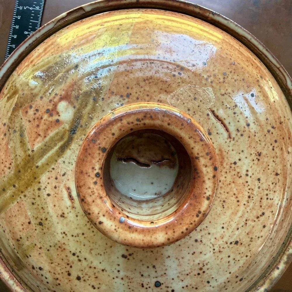Vintage Studio Pottery Lidded Casserole Bowl Hand Thrown Stoneware Dish Handmade